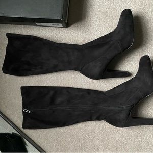 Tahari black velvet/suede boots, size 10, 3.5 inch heel